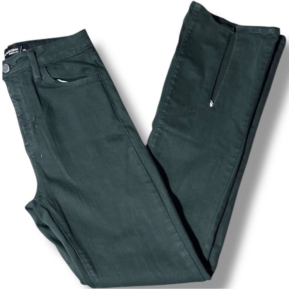 Just Black Dark Forest Green Denim High Waist Flared Slit Leg Women's 26 Jeans - Picture 12 of 13